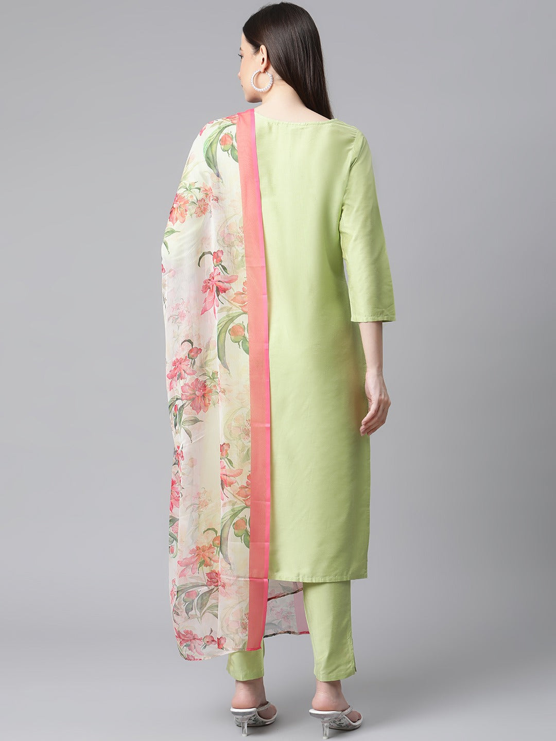 Women Green Embroidered Regular Kurta with Trousers & With Dupatta ( JOKS D30 1361 Green )