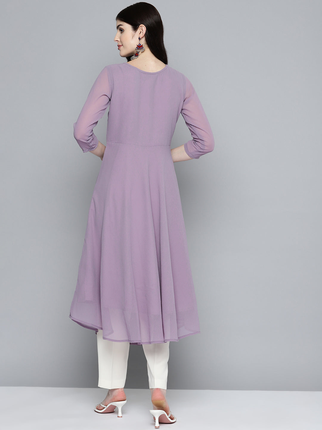 Embroidered yok flaired gorgette kurta from Jompers
