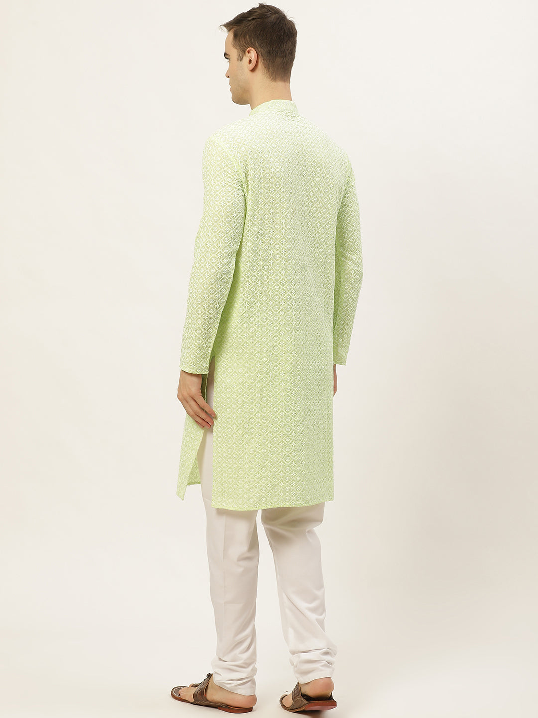 Jompers Men's Green Embroidered Kurta Payjama Sets ( JOKP 626Green )