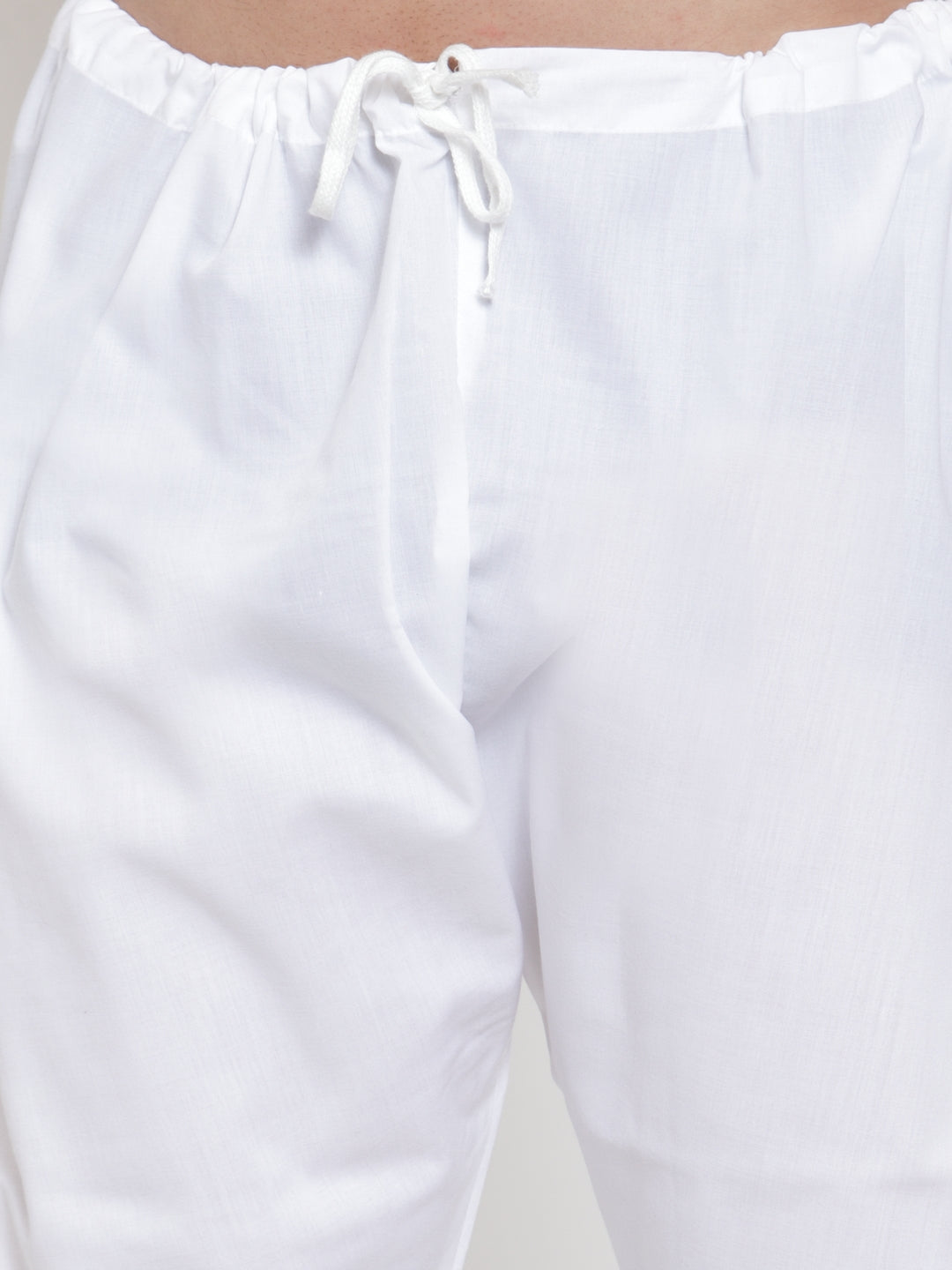Jompers Men's White Solid Kurta with Pyjamas & Blue Nehru Jacket ( JOKP WC 4065 Blue-W )