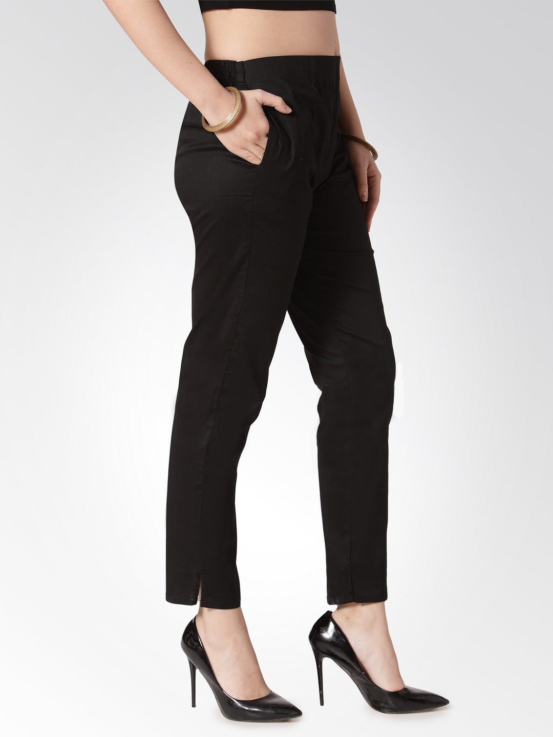 Jompers Women Black Smart Slim Fit Solid Regular Trousers ( JOP 2119 Black )