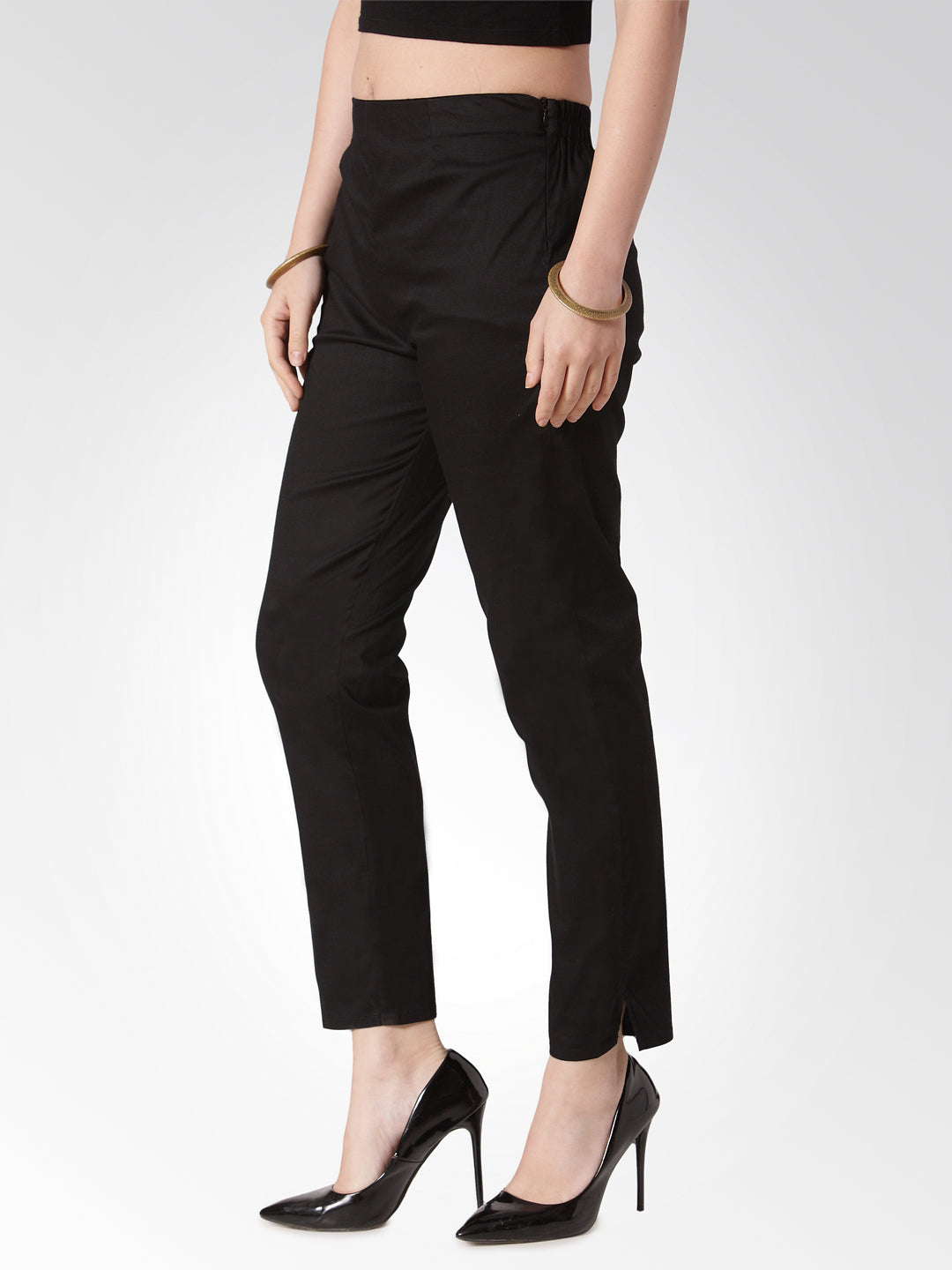 Jompers Women Black Smart Slim Fit Solid Regular Trousers ( JOP 2119 Black )