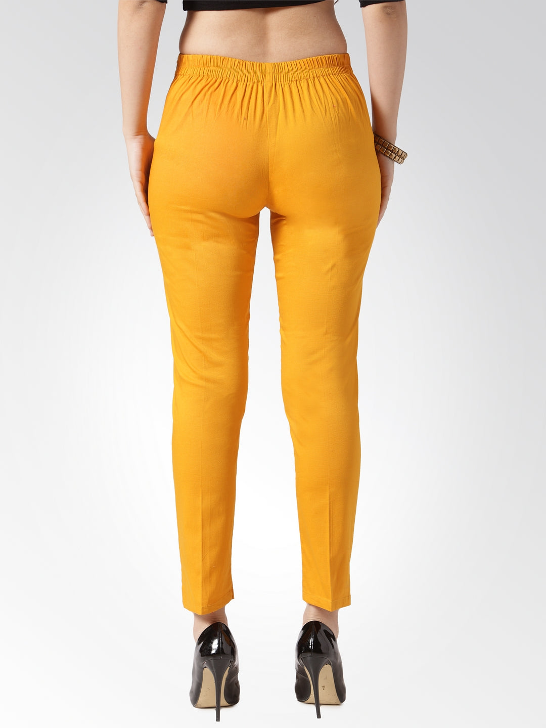 Jompers Women Mustard Smart Slim Fit Solid Regular Trousers ( JOP 2119 Yellow )