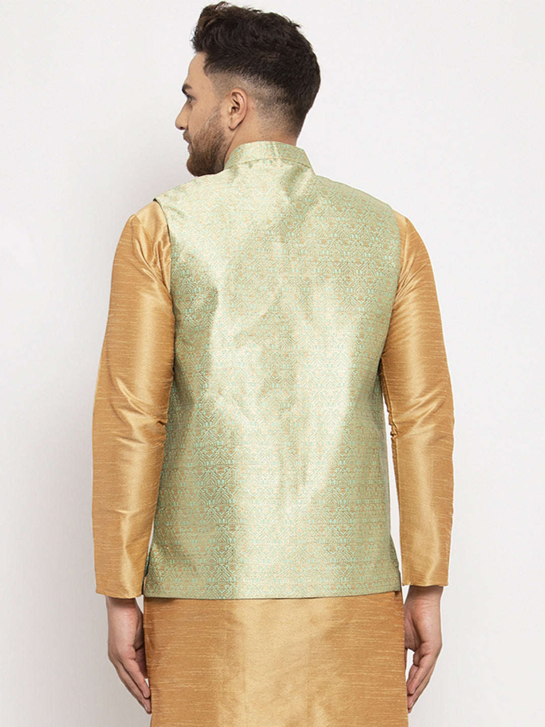 Jompers Men's Green Woven Nehru Jacket ( JOWC 4009Lime )