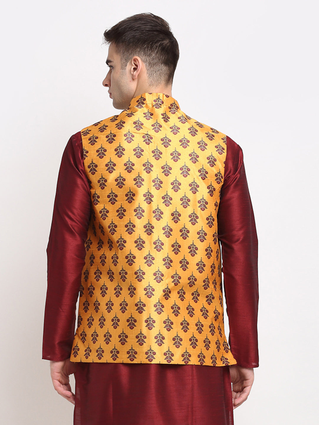 Jompers Men's Yellow Digital Printed Yellow Waistcoat ( JOWC 4025Yellow )