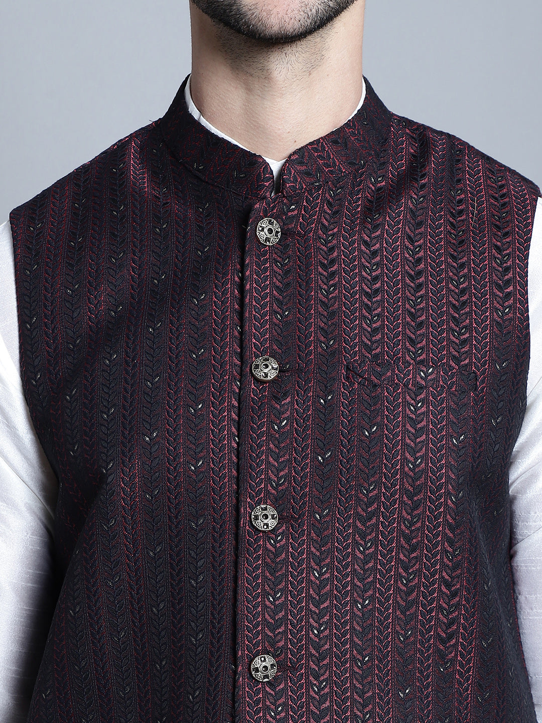 Men's Woven Design Nehru Jacket