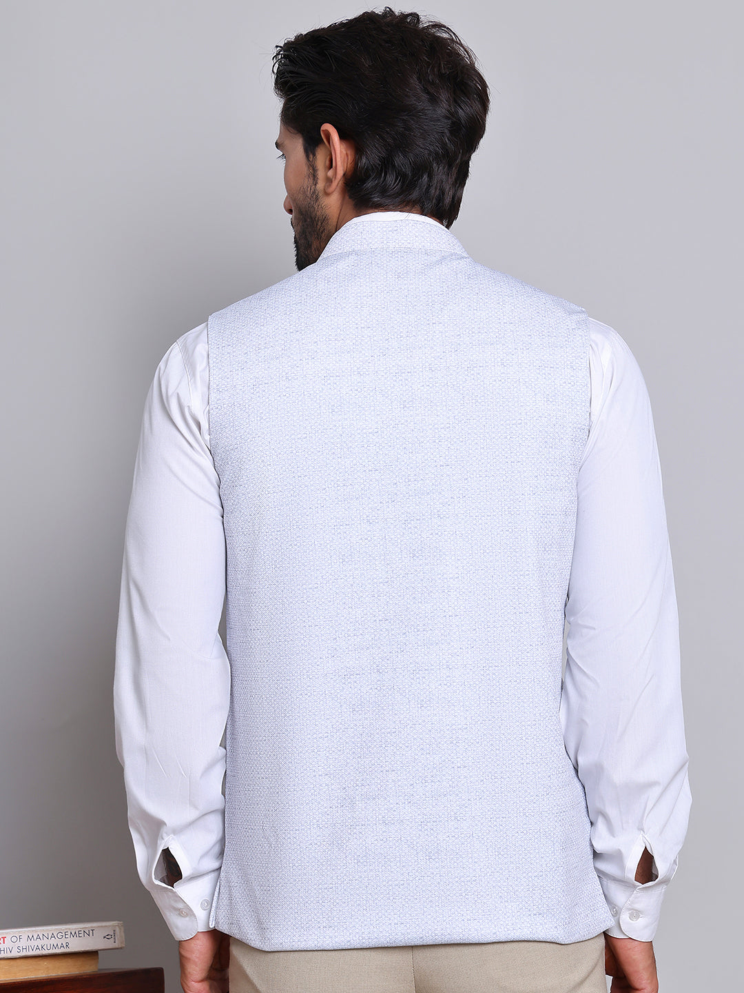 Woven Design Nehru Jacket For Men ( JOWC 4120Sky )