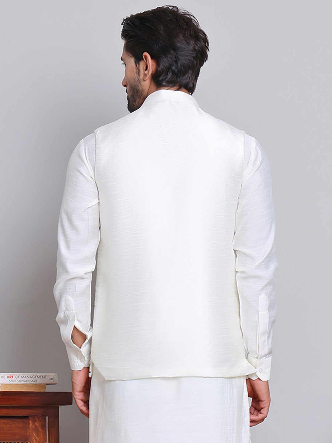 Embroidered Nehru Jacket For Men ( JOWC 4121Blue )
