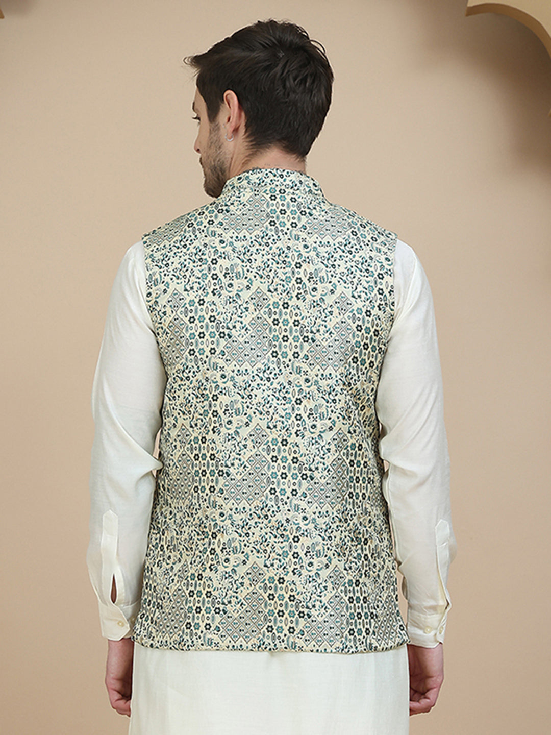Woven Design Nehru Jacket for Men ( JOWC 4134 Blue )