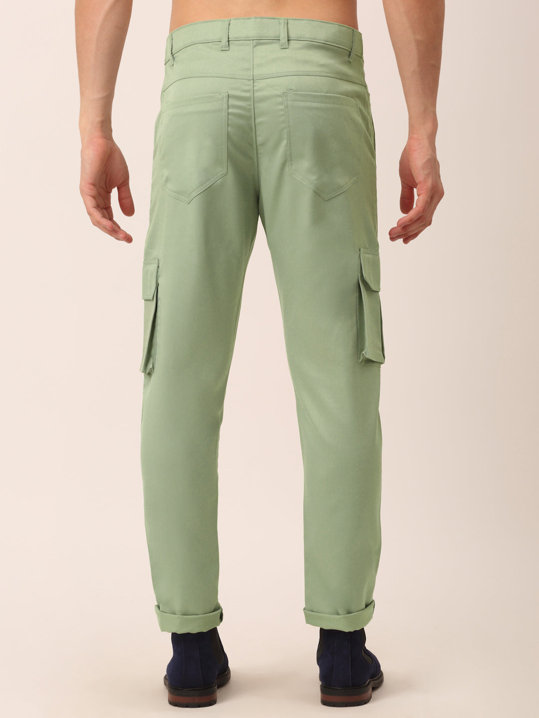 Indian Needle Men's Casual Cotton Solid Cargo Pants ( KGP 154Pista-Green )