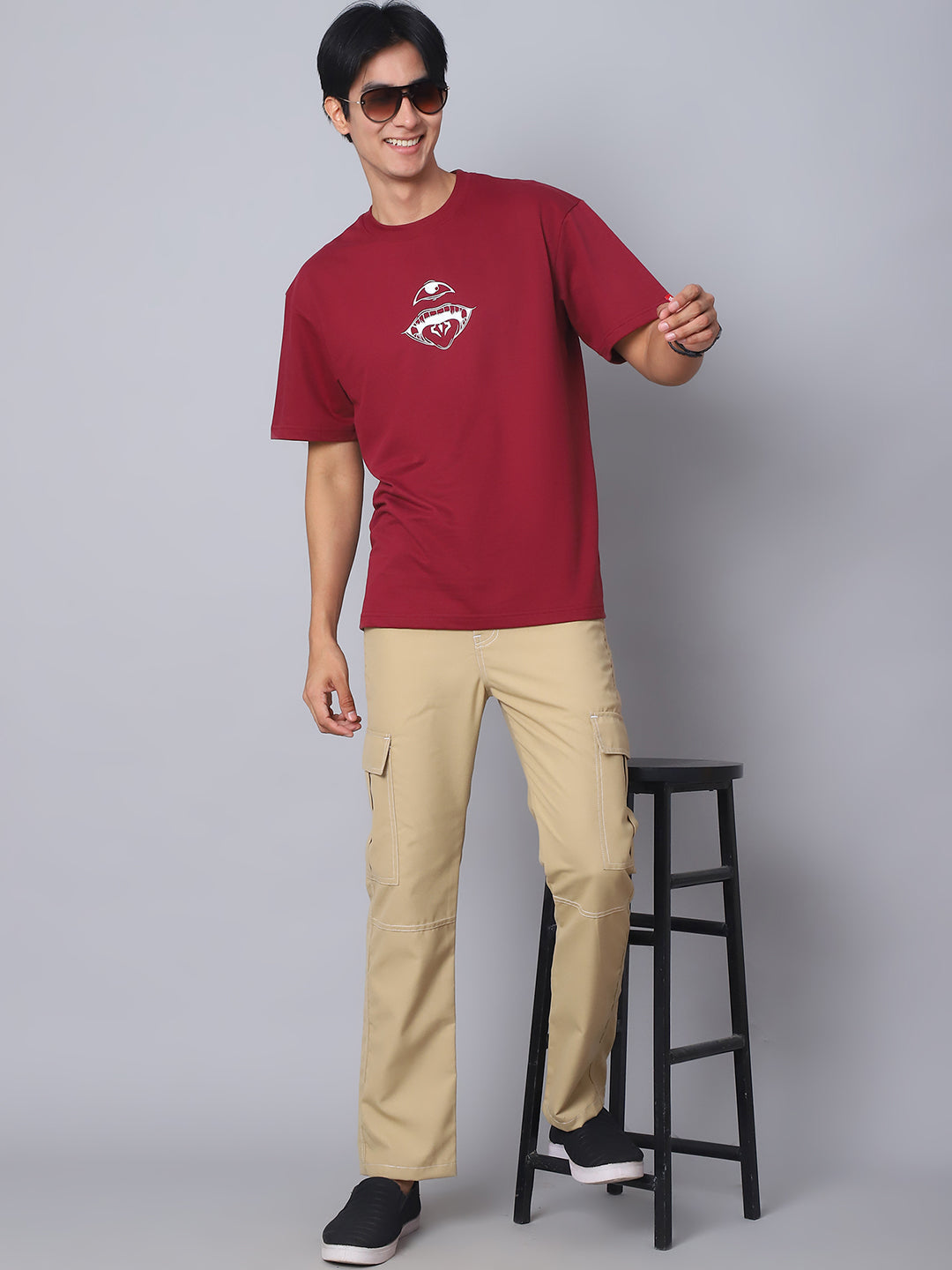 Indian needle Men's Casual Cotton Blend Solid Cargo Pants ( KGP 156Beige )