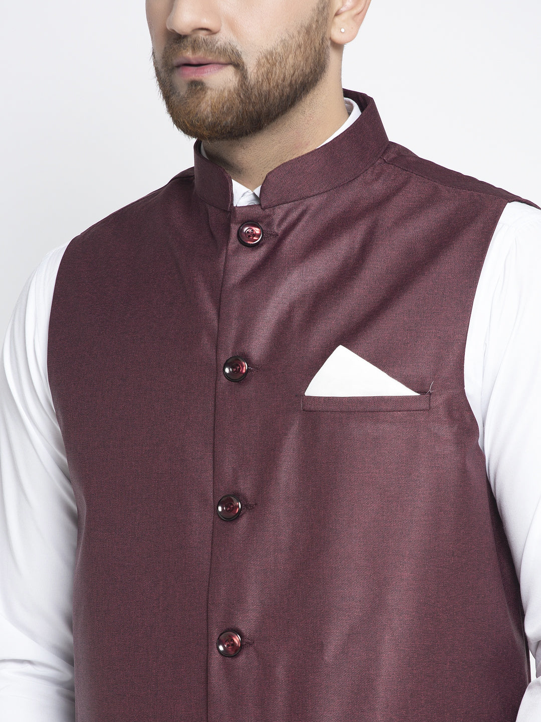 Jompers Men's Maroon Solid Nehru Jacket ( JOWC 4021Maroon )