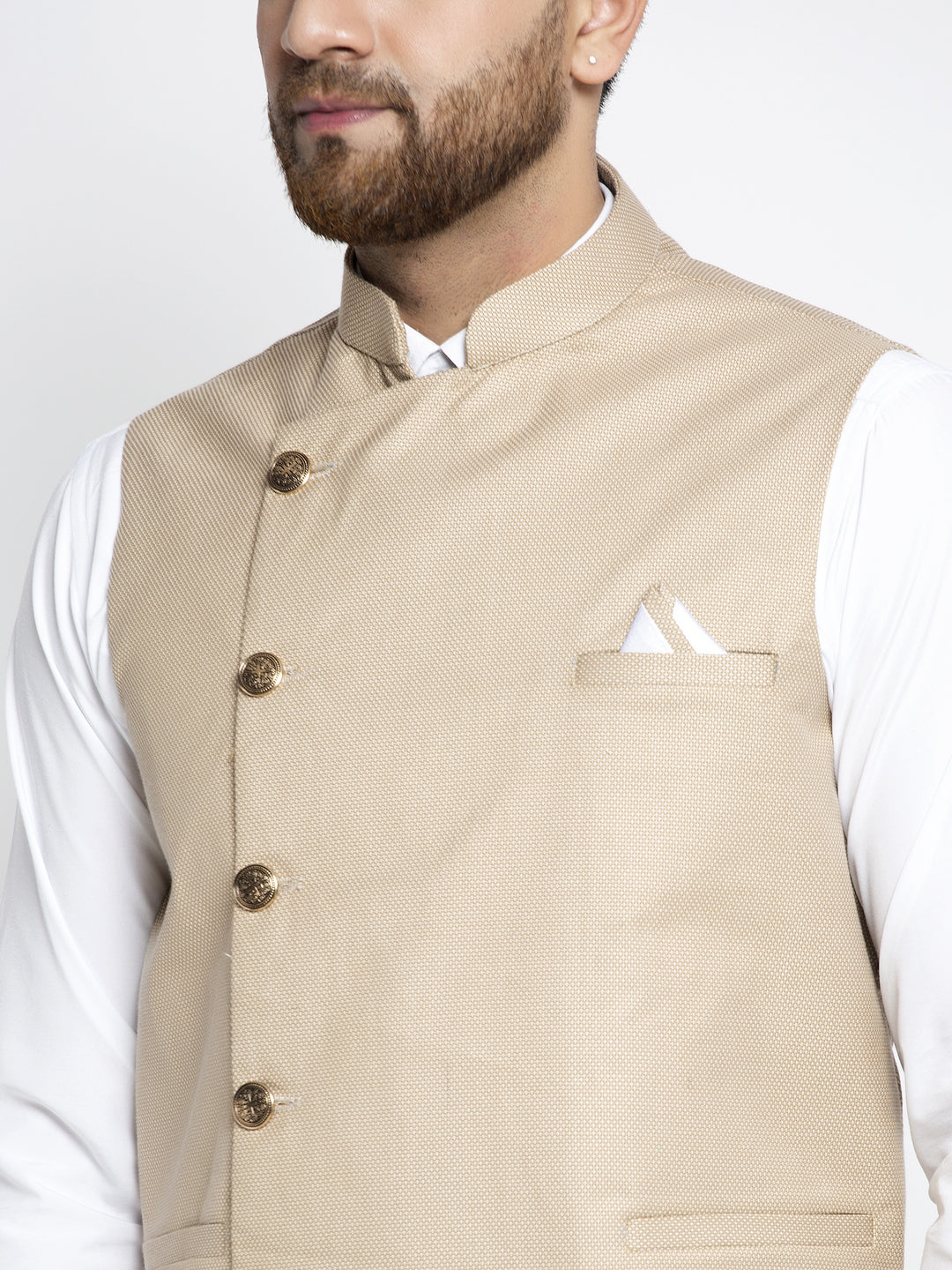 Jompers Men's Beige Nehru Jacket ( JOWC 4022Beige )
