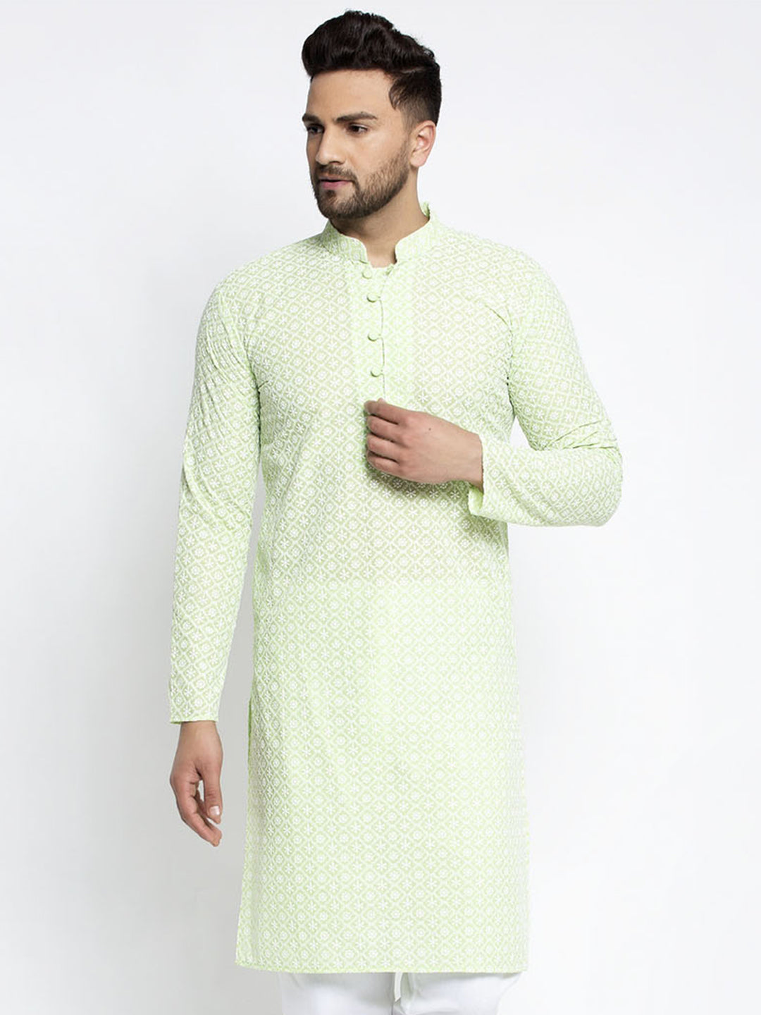 Jompers Men's Dark-Green Embroidered Kurta Only ( KO 626Dark-Green )