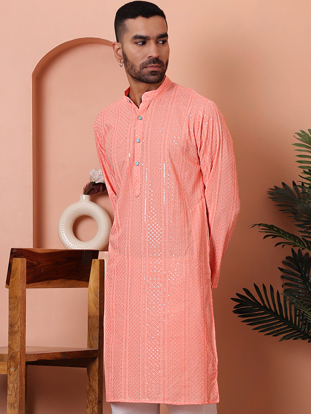 Men's Sequins Embroidered Kurtas