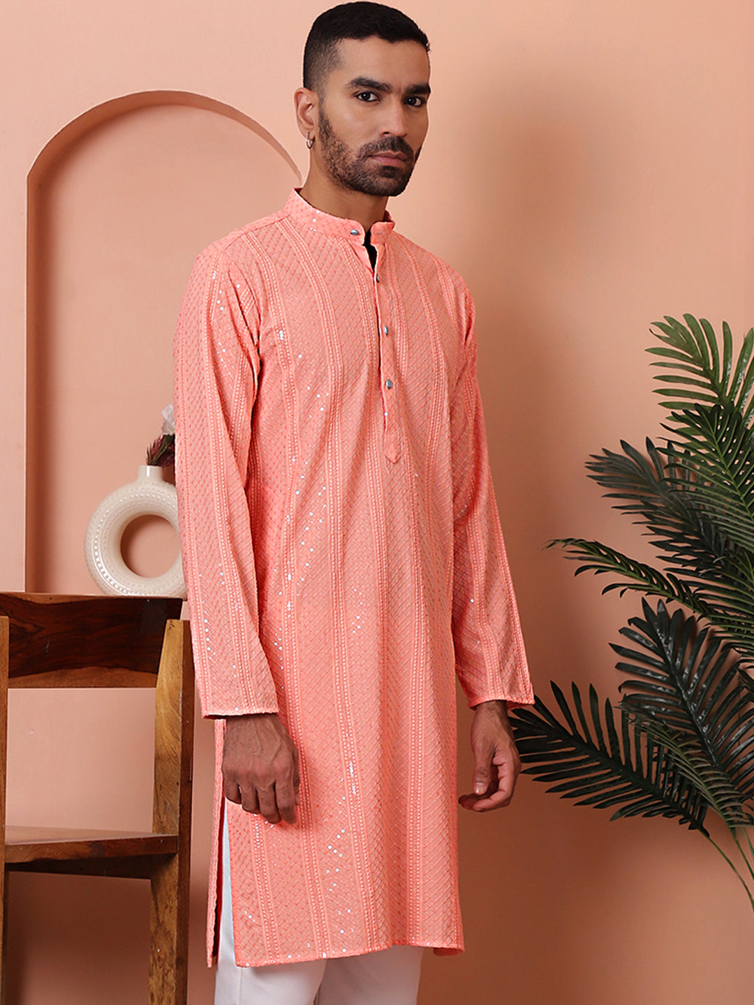 Men's Sequins Embroidered Kurtas