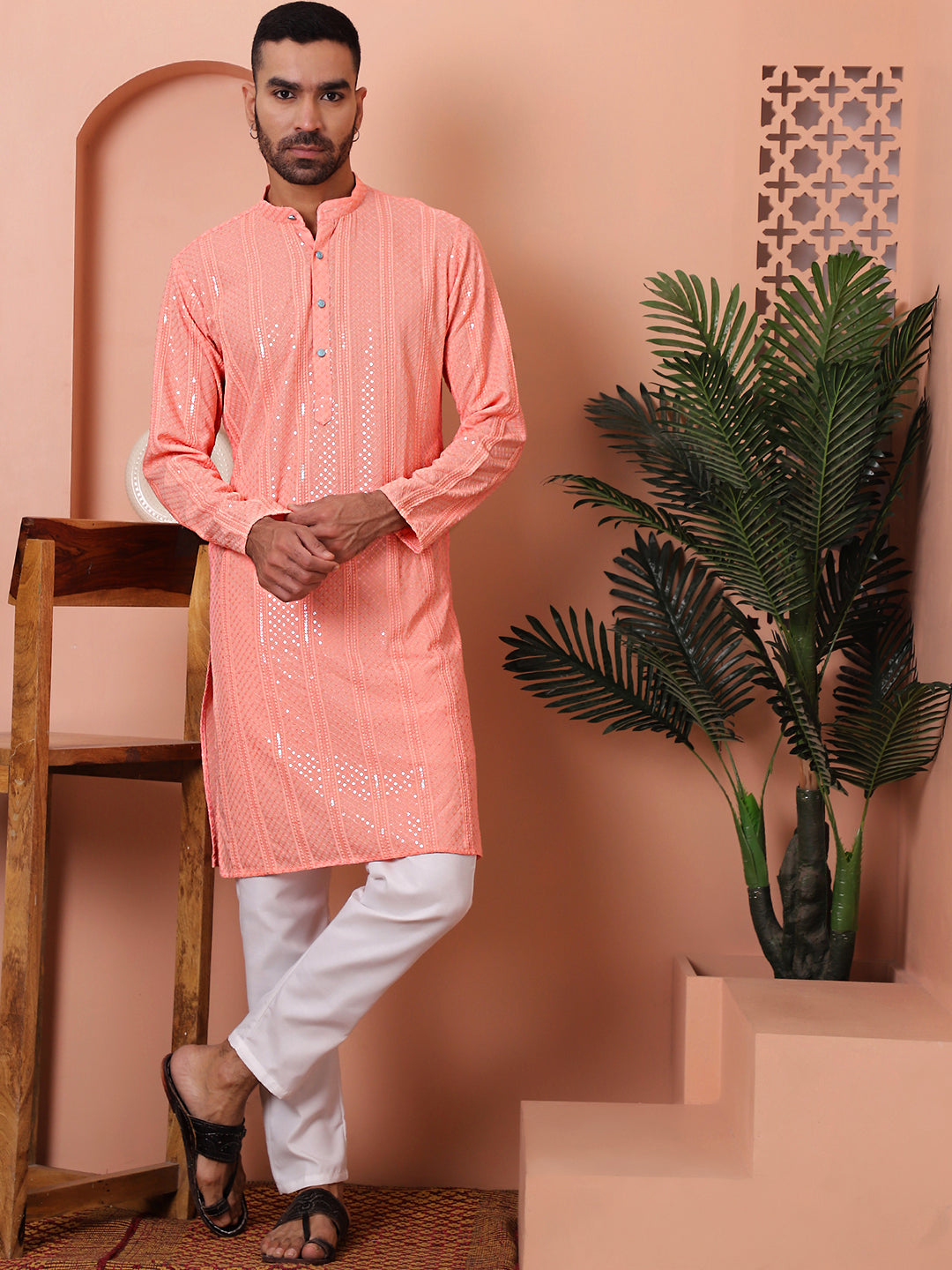 Men's Sequins Embroidered Kurtas