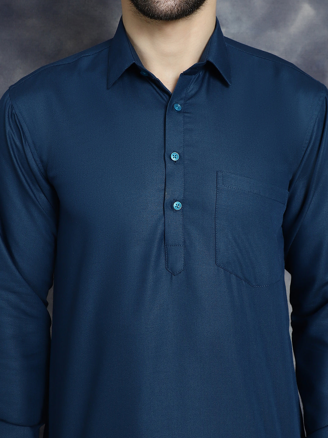 Men's Teal Blue Solid Short Kurtas ( KO 5037Teal )