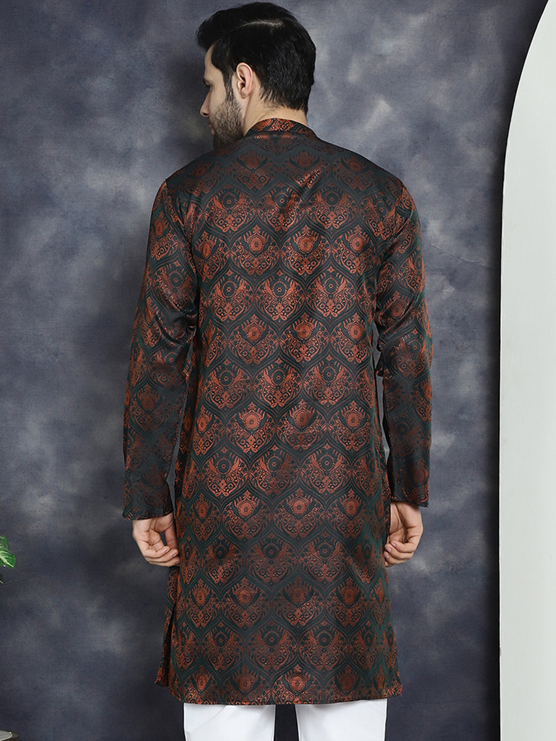 Men Bronze Silk Blend Straight Kurtas ( KO 5043Bronze )