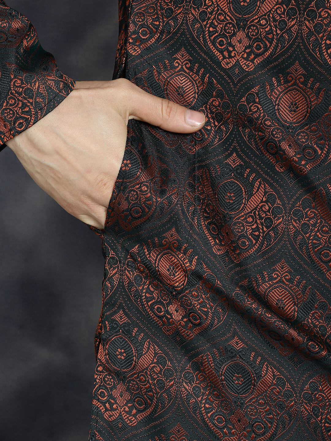 Men Bronze Silk Blend Straight Kurtas ( KO 5043Bronze )