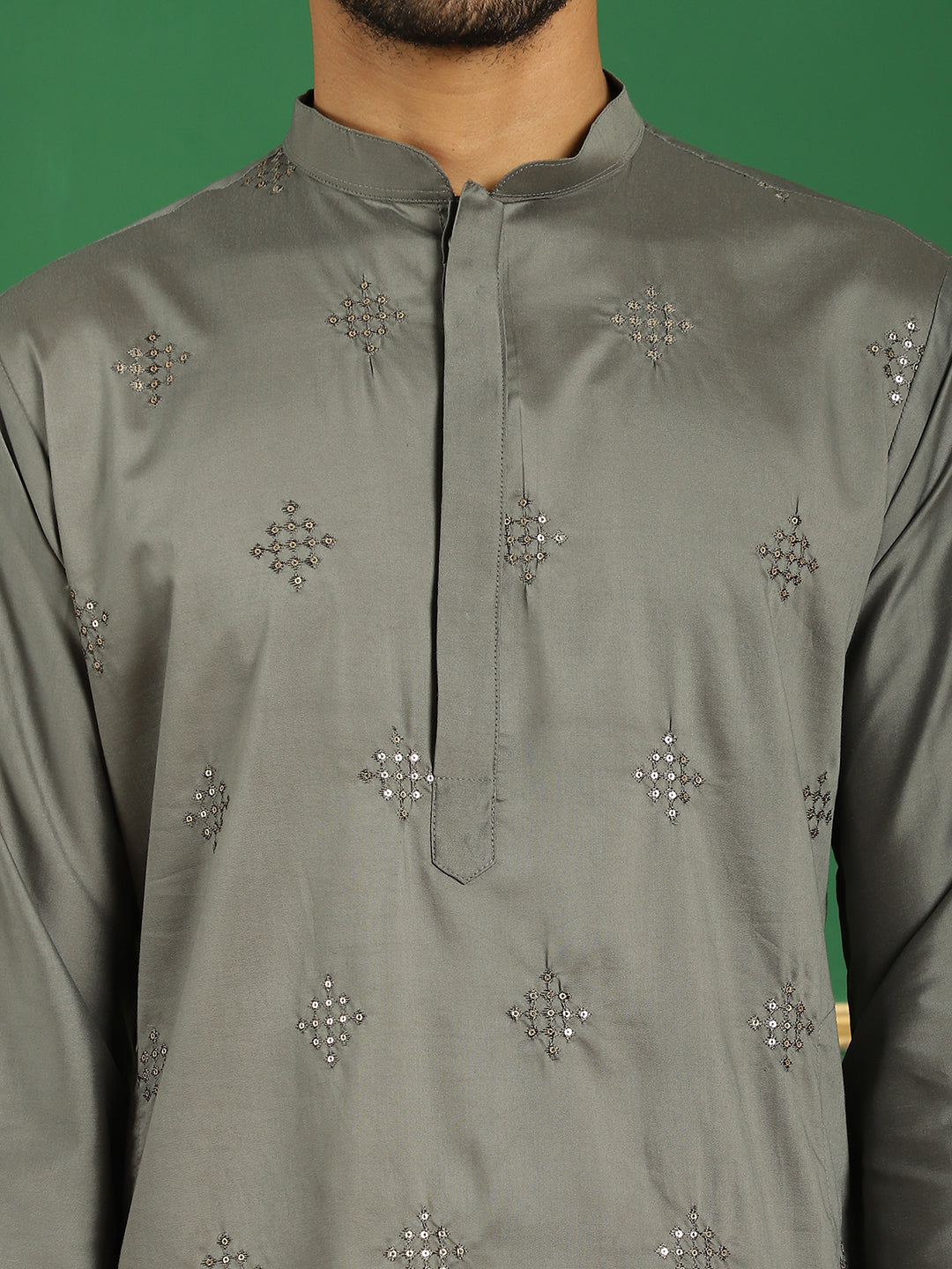 Men Yellow Embroidered and Sequence Kurtas