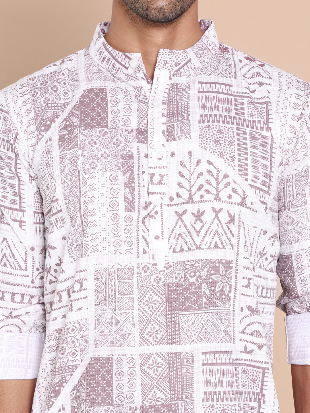 Geometric Printed Short Kurta ( KO 5095Brown )