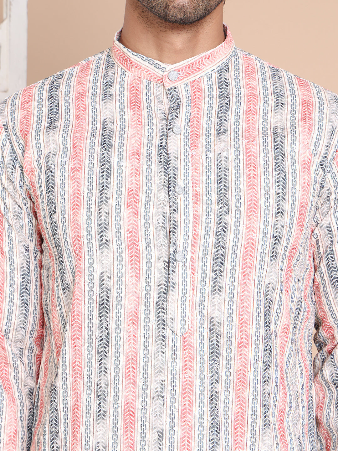 Printed and Emrbroidered Kurtas ( KO 5097Beige )