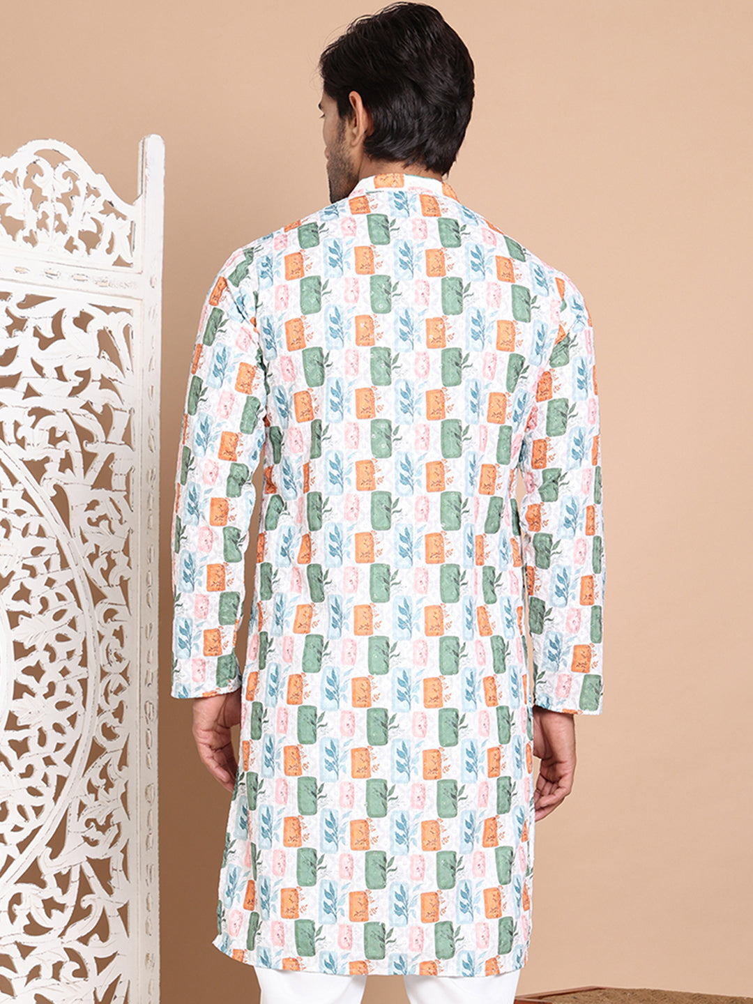 Printed and Emrbroidered Kurtas ( KO 5097Off-White )