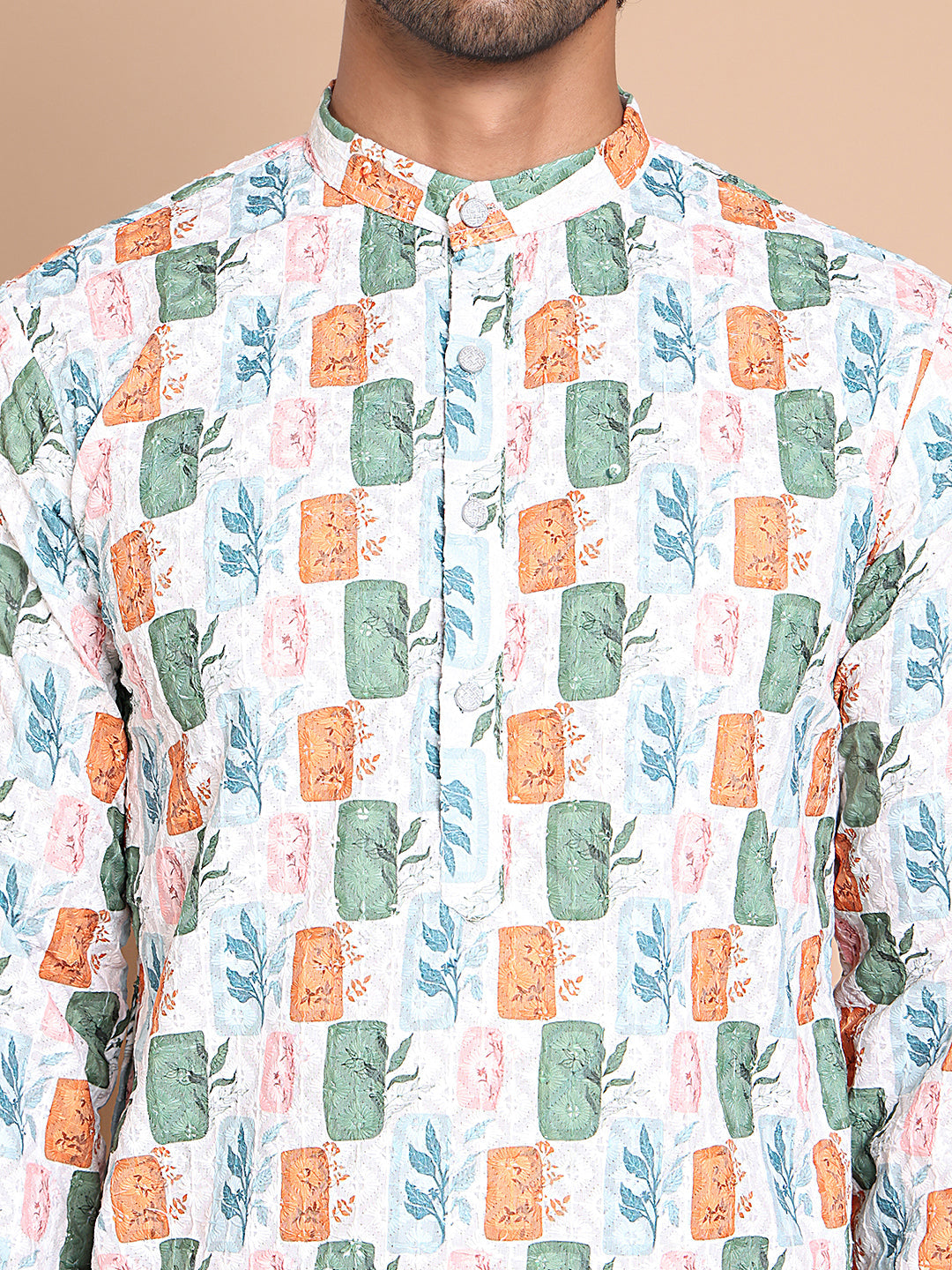 Printed and Emrbroidered Kurtas ( KO 5097Off-White )