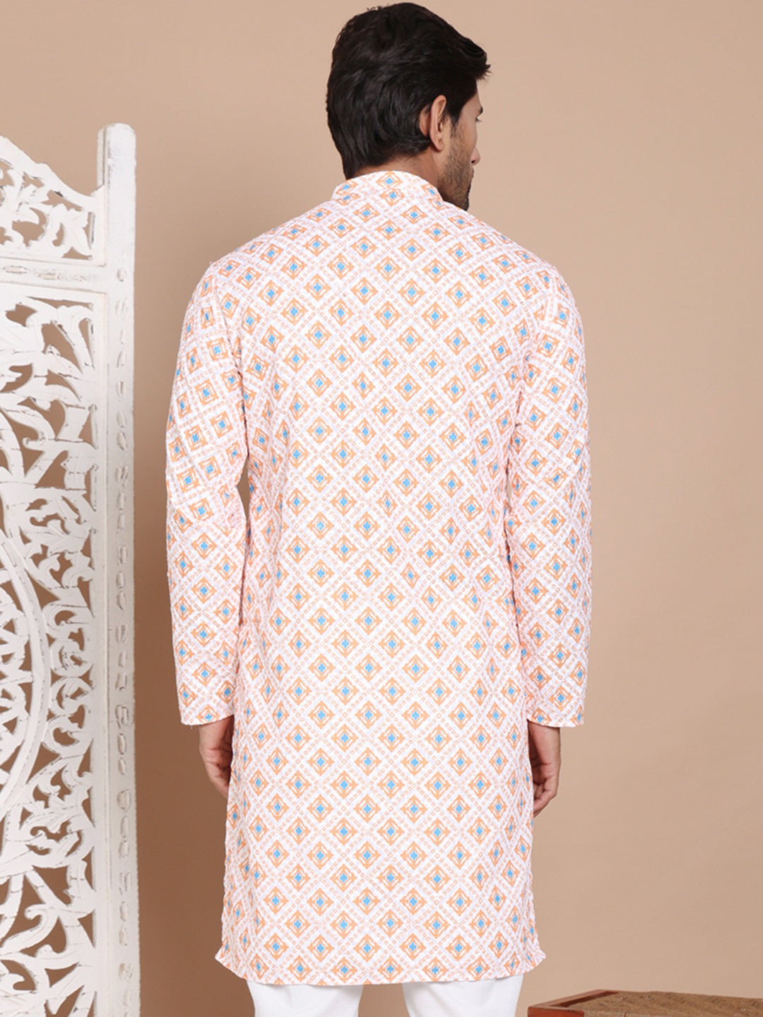 Printed and Emrbroidered Kurtas ( KO 5097Orange )