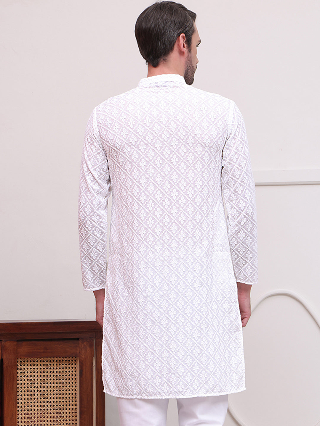 Embroidered Cotton Kurtas ( KO 5099White )