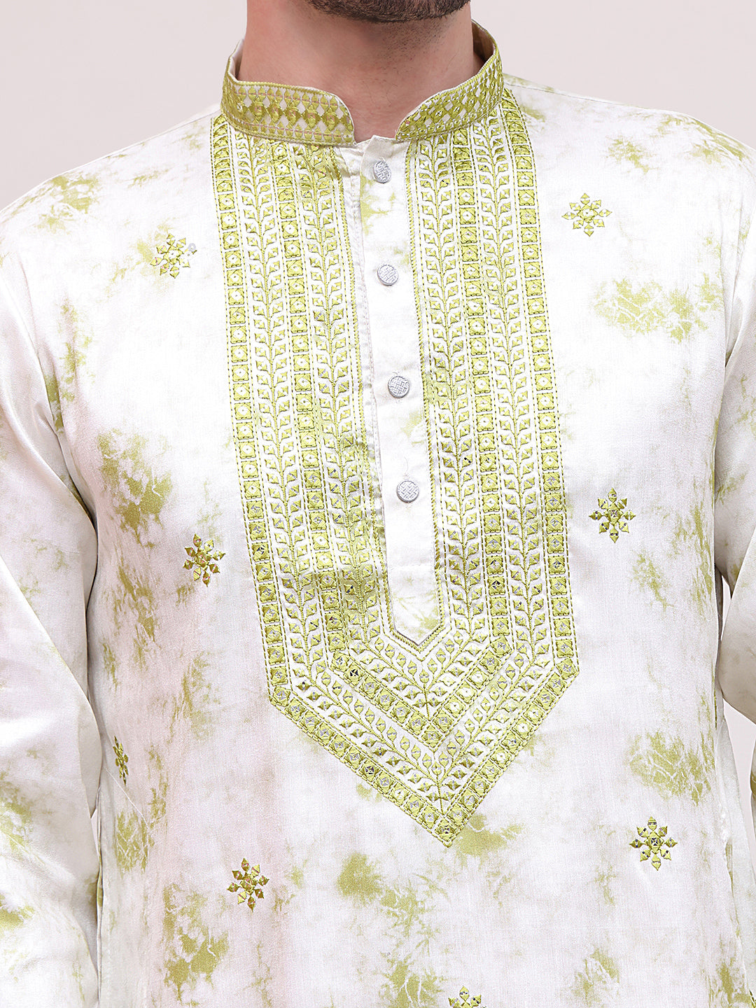 Stone Print With Embroidered kurtas ( KO 5102Green )