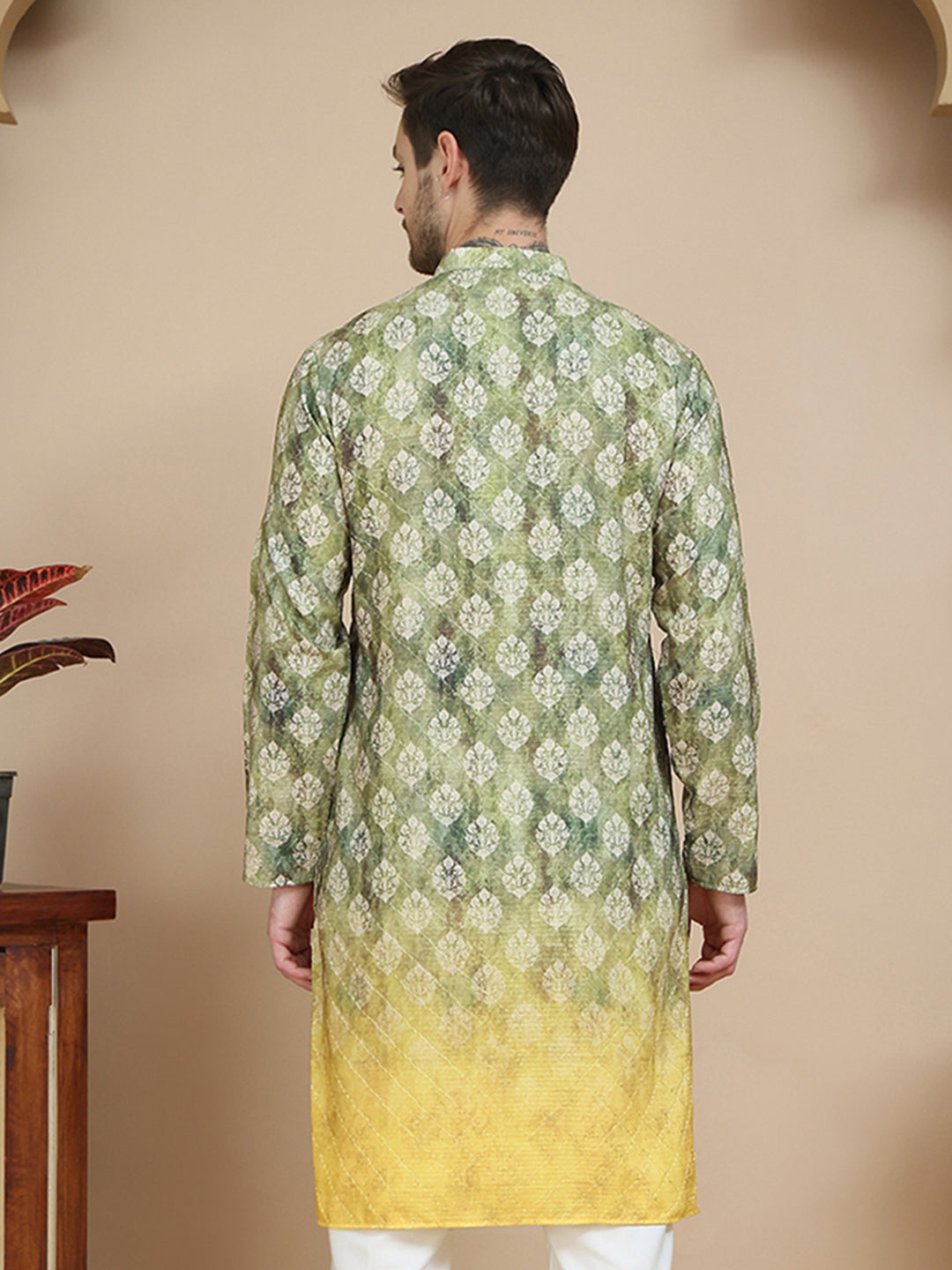 Digital Printed Kurtas for Men ( KO 5104 Green )