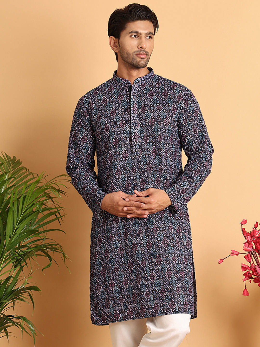Embroidered Viscose Kurtas For Men ( KO 5121Multi )