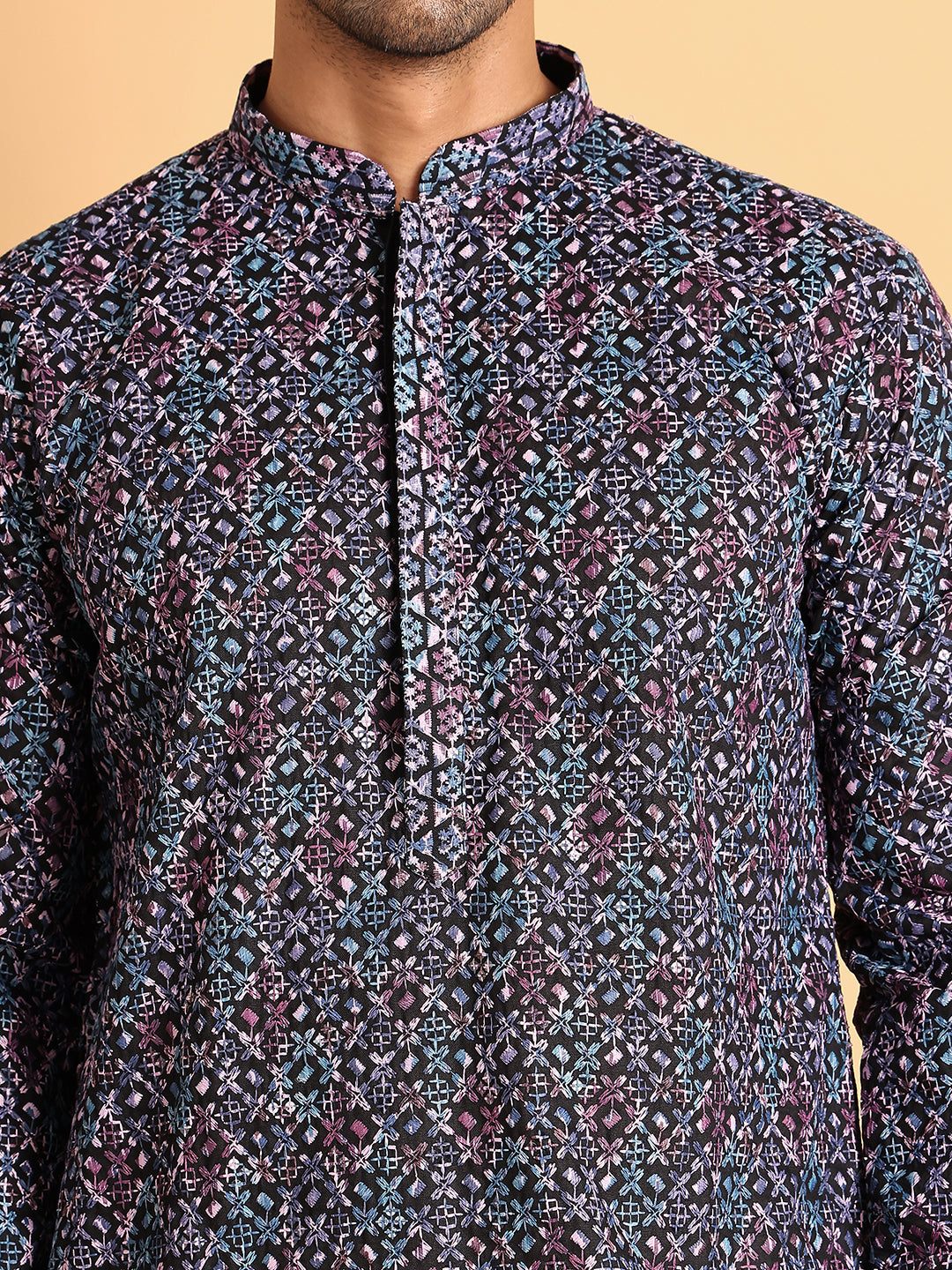 Embroidered Viscose Kurtas For Men ( KO 5121Multi )