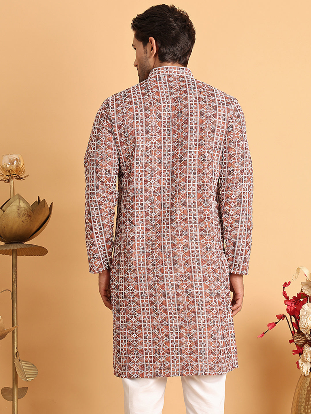 Embroidered & Printed Kurtas For Men ( KO 5124Brown )