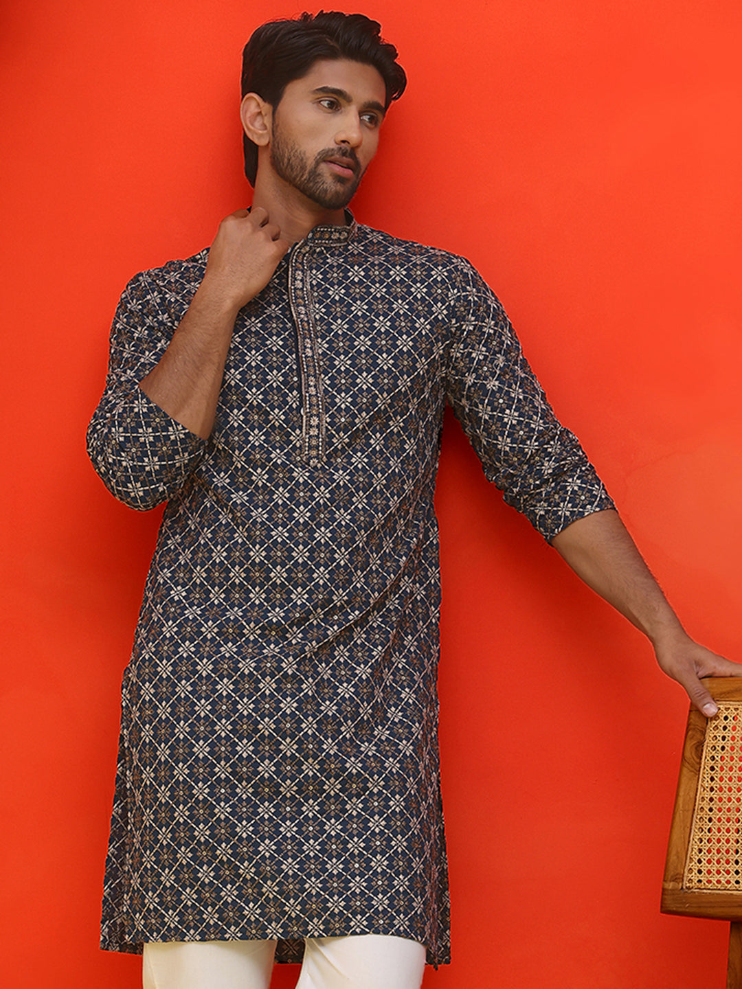 Embroidered Kurtas For Men ( KO 5127 Peacock )