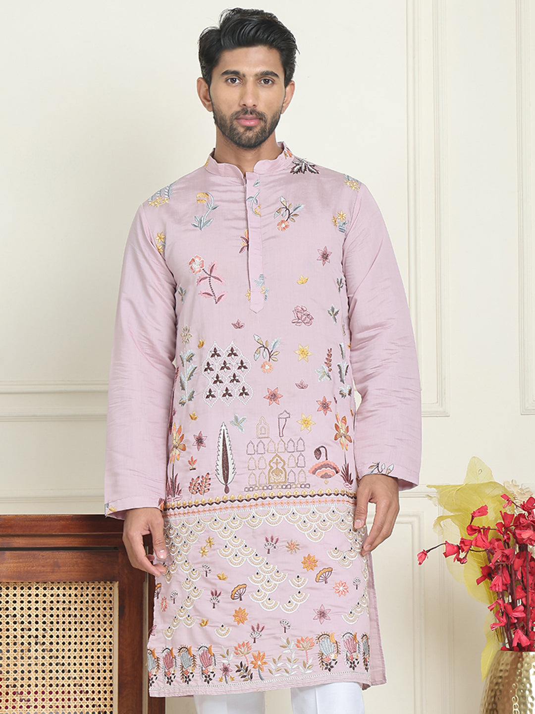 Floral Embroidered and Sequins Kurtas ( KO 5140 Purple )