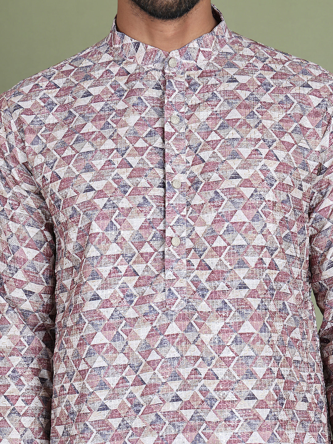 Embroidered and Printed Cotton Blend Kurtas. ( ko 5141Brown )