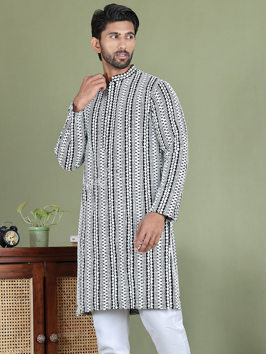 Embroidered and Mirror Work Kurtas. ( ko 5146Black )