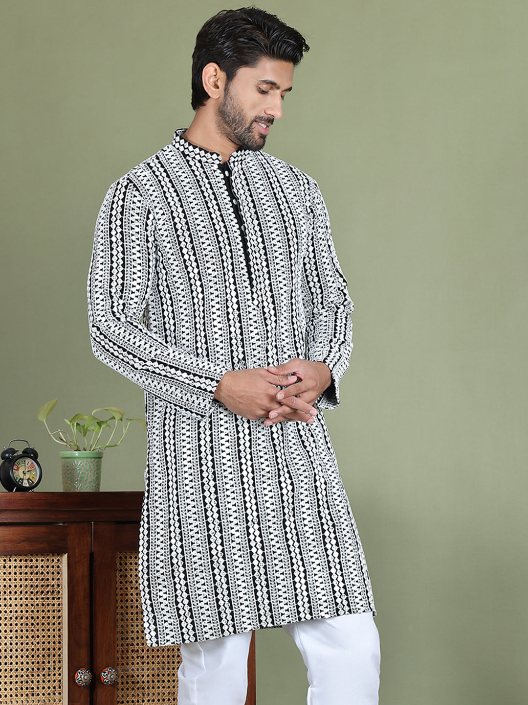 Embroidered and Mirror Work Kurtas. ( ko 5146Black )