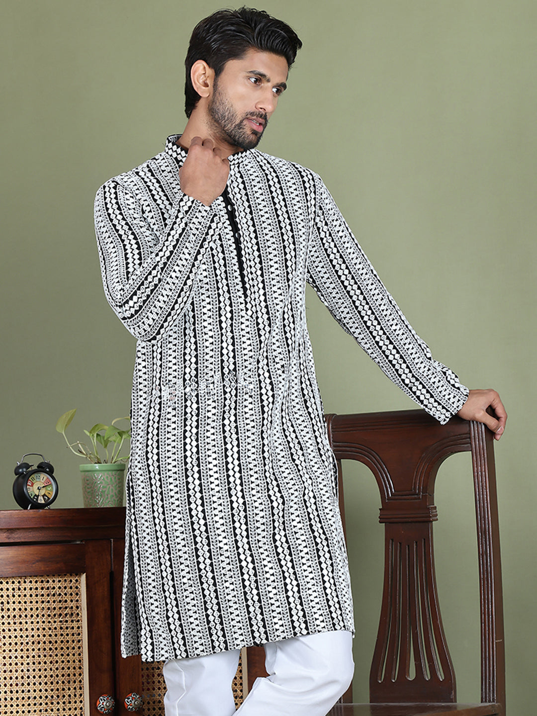 Embroidered and Mirror Work Kurtas. ( ko 5146Black )