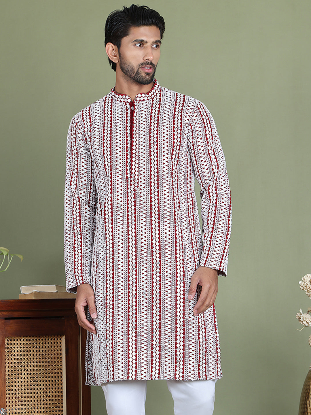 Embroidered and Mirror Work Kurtas. ( ko 5146Maroon )