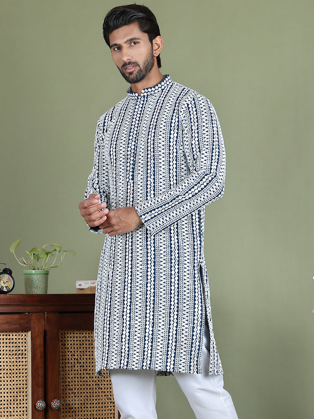Embroidered and Mirror Work Kurtas. ( ko 5146Peacock )