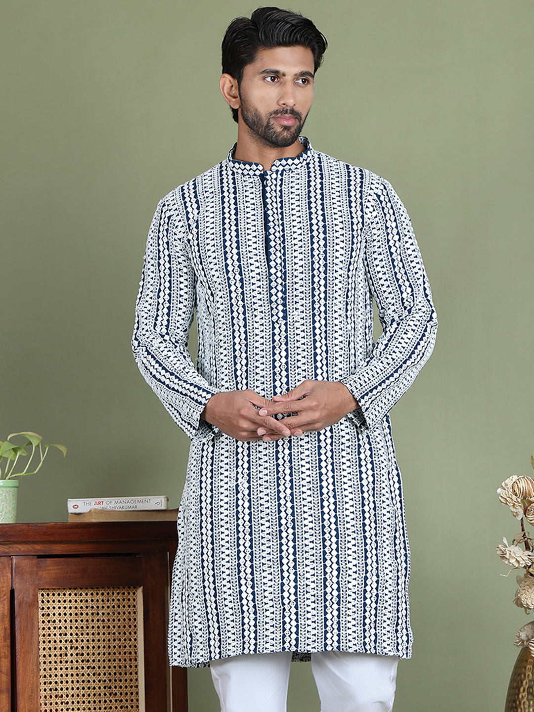 Embroidered and Mirror Work Kurtas. ( ko 5146Peacock )