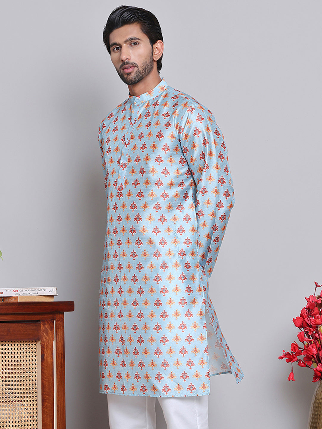 Digital Printed Straight Kurtas ( KO 5148Blue )