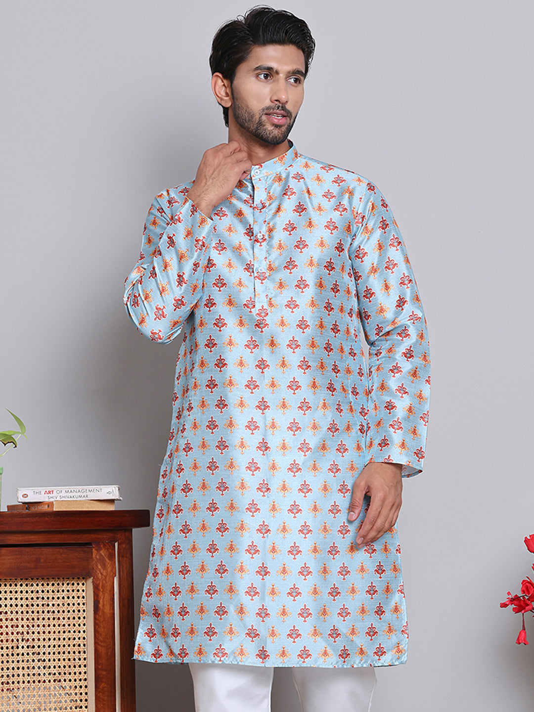 Digital Printed Straight Kurtas ( KO 5148Blue )