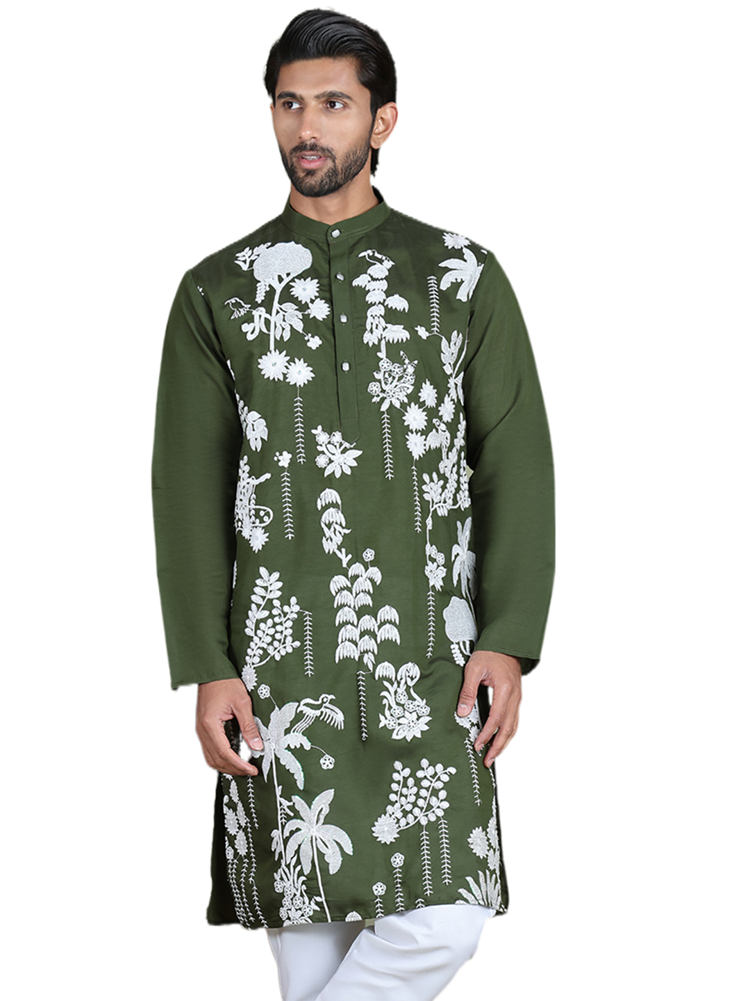 Embroidered Straight Kurtas. ( ko 5150Olive )