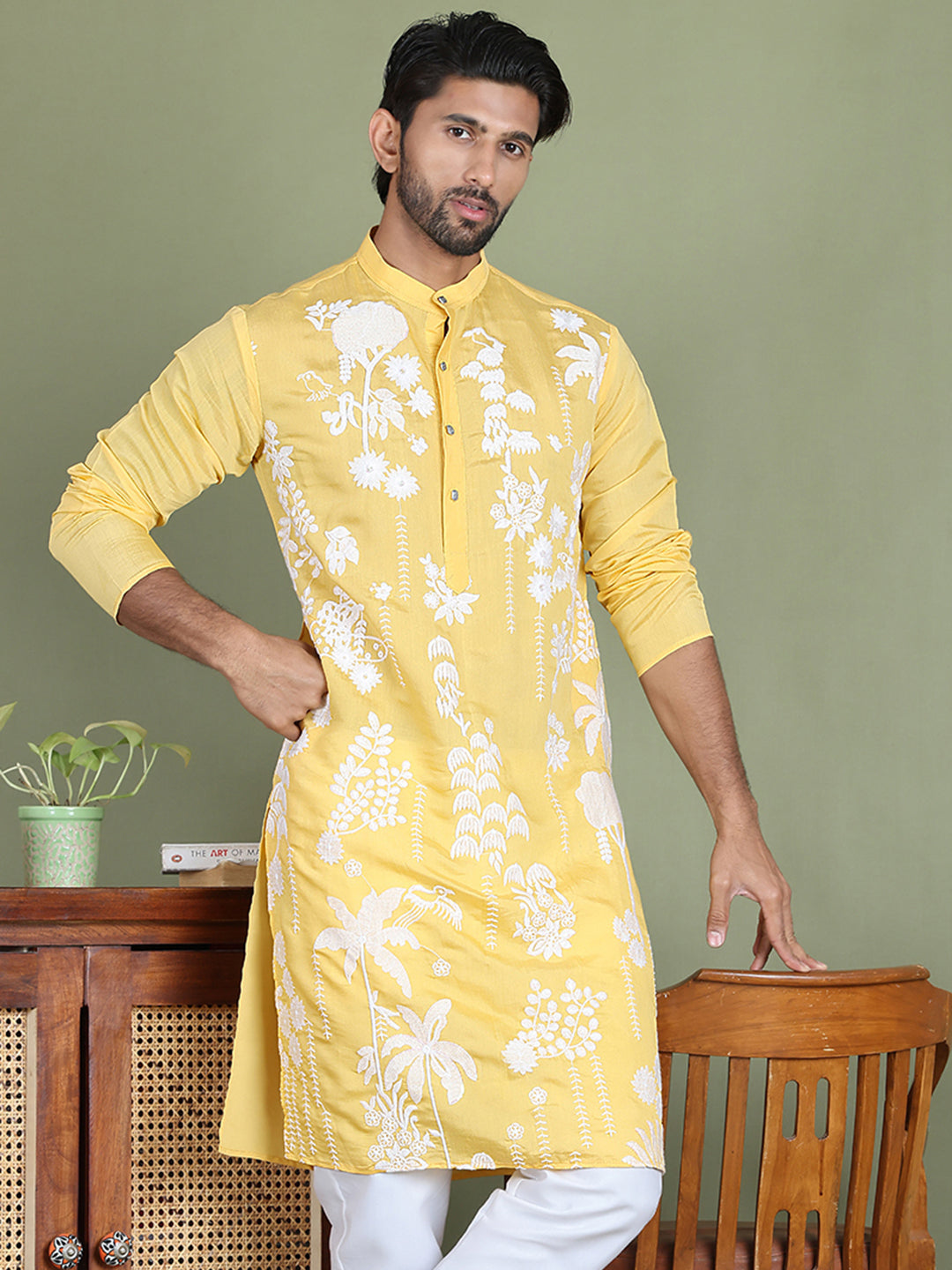 Embroidered Straight Kurtas. ( ko 5150Yellow )