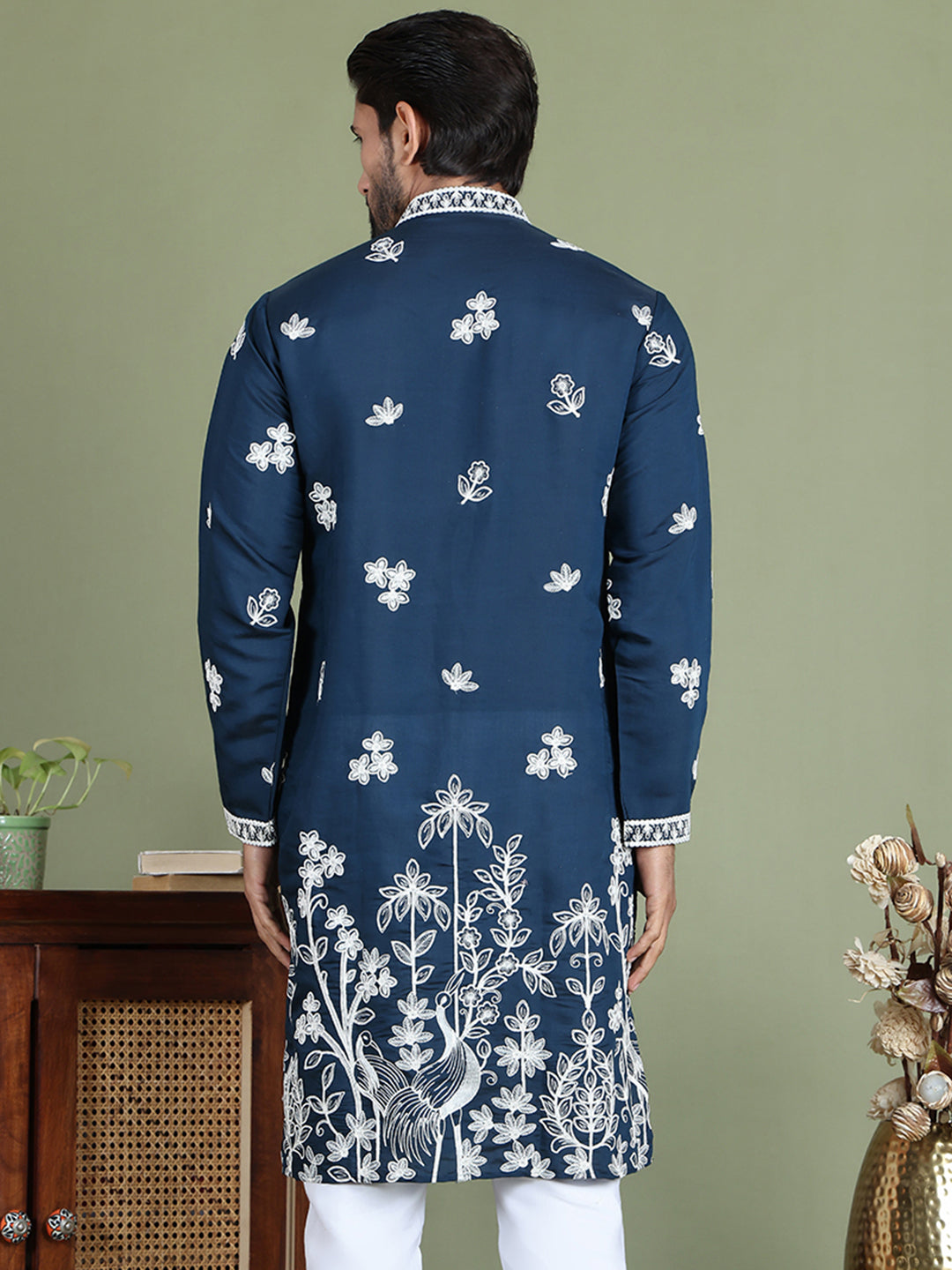 Floral Embroidered and Sequins Kurtas ( ko 5151Peacock )